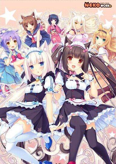 nekopara-ญี่ปุ่นอะนิเมะโปสเตอร์-chocola-วานิลลาเกม-catgirl-มังงะ-hd-พิมพ์ผ้าใบจิตรกรรมฝาผนังรูปภาพตกแต่งบ้าน