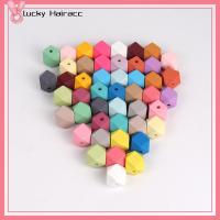 LUCKY HAIRACC ทำจากไม้ ลูกปัดไม้ลูกปัด 20มม. ค่ะ ลูกปัดเม็ดกลม รูปหลายเหลี่ยมไม้ การทำเครื่องประดับ รู4mm ลูกปัดรูปหลายเหลี่ยม ทำเครื่องประดับ DIY