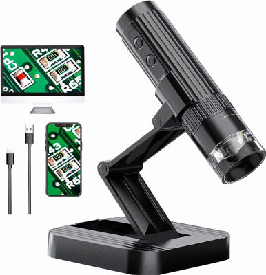 Digital Microscope,50X-1000X Magnifying Coin Microscope,Handheld Pocket Microscope Adults, KMDES WiFi HD USB Microscope Camera, 8 LED Lights Adjustable, Suitable for Mobile Phone and Computer - Black