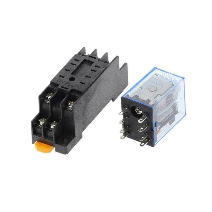 รีเลย์ไมโครขนาดเล็ก-dpdt-พร้อมหลอดไฟอะแดปเตอร์-my2nj-my2p-12v-24v-dc-110v-220v-ac