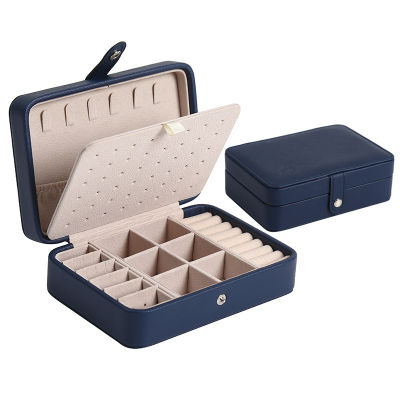Travel Jewelry Case Box Women PU Leather 2 Layer Jewelry Organizer Holder for Necklace Earring Rings