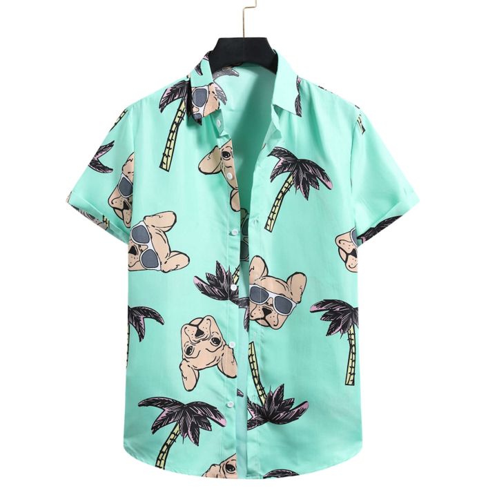 ชายเสื้อสเวตเตอร์ถักแขนสั้น-hawaiian-beach-เสื้อเชิ๊ตลายดอกไม้ผู้ชายเสื้อคอเต่าแนวโน้มเสื้อผ้าบุรุษสบายๆสบายๆเสื้อยืด