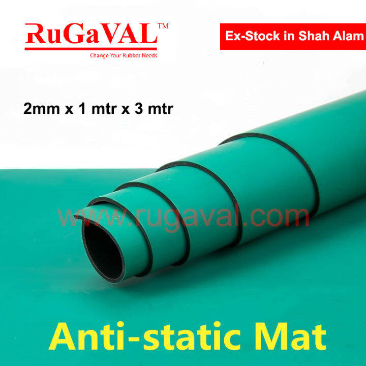 Anti Static Rubber Sheet, Size 2mm x 1mtrW x 3mtrL, ESD Green Rubber Sheet, Control Work Table