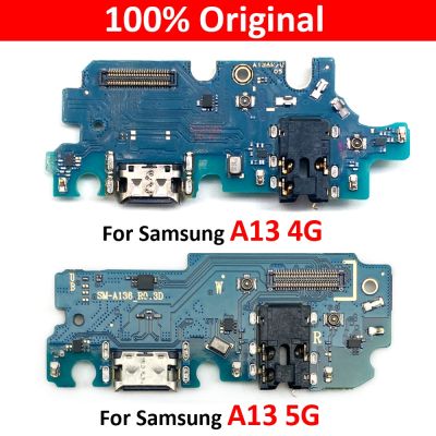 บอร์ดเชื่อมต่อแท่นพอร์ตไมโครโฟนที่ชาร์จ USB ของแท้งอได้เหมาะสำหรับ A13 Samsung 4G 5G A136B A316 A135 A135F อะไหล่ซ่อม