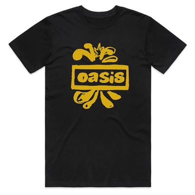 Oasis Official Drawn Logo Noel Liam Gallagher Band New Black T-Shirt