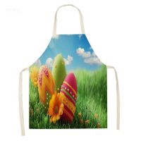 Easter Cute Cartoon Bunny Print Cooking Apron Bib Alpaca Home Cleaning Restaurant Kitchen Cooking Baking Accessories Apron