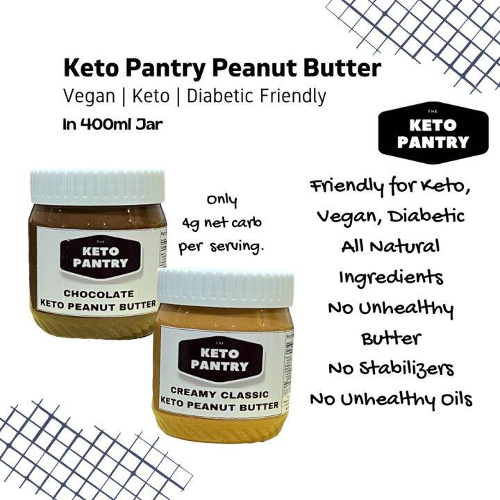 Keto Friendly Peanut Butter by Keto Pantry Vegan Keto Diabetic Friendly 400ml Jar Lazada PH