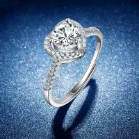 [COD] Internet celebrity heart-shaped diamond ring female zircon open full of diamonds micro-inlaid proposal one or two carat love bag