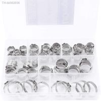 ✎✾△ 70Pcs 304 Stainless Steel Single Ear Stepless Hose Clamps Clamp Assortment Kit Crimp Pinch Rings for Securing Pipe Hoses