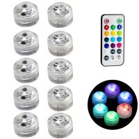 10PCs IP68 Waterproof Battery Operated Multi Color Submersible LED Underwater Light for Fish Tank Swimming Pool Wedding Party