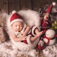 Jane Z Ann Newborn Photography Costume Santa Claus Christmas xmas Theme Hat Vest Shorts Suit