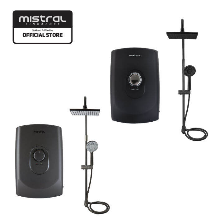 Mistral Instant Shower Heater with Rain Shower MSH99 Gun Metal / Matte Black/ DC Pump/ 1 Year