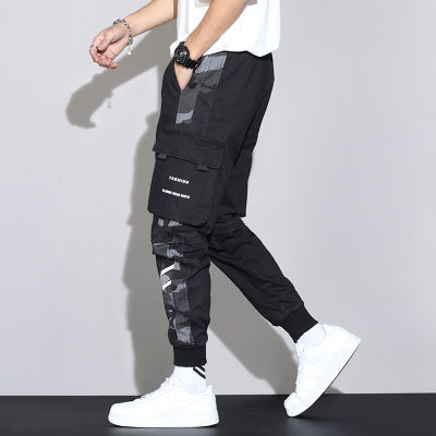 Spring Summer Multi-Pockets Camouflage Patchwork Mens Fashion Cargo Jogger Pants Streetwear Casual Trousers