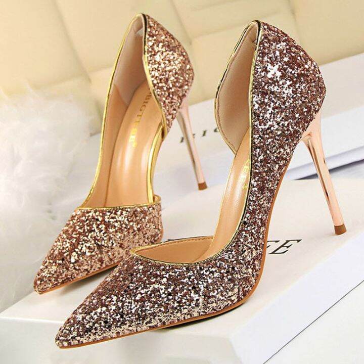 Bigtree Bling Women Basic Pumps Sexy High Heels White Red Heels Wedding  Bride Shoes Glitter Luxury Heels Women Dress Stiletto | Lazada.Vn