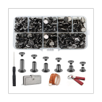 150Sets Chicago Screws Assorted Kit Round Flat Head Leather Rivets M5 Chicago Binding Screws for Decorate Silver