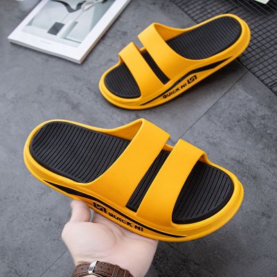 Spot wholesale slippers male 2022 summer wear thick bottom anti-slip couple outside a word procrastinates men and women wear cool slippers tide
