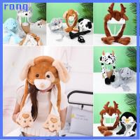 RANG Women Girls Cute Moving Jumping Warm Rabbit Pinch Airbag Plush Animals Ear Hat Funny Cap