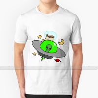 Pug Riding A Ufo For Men Women T Shirt Print Top Tees 100% Cotton Cool T-shirts S - 6xl Pug Pugs Dog Dogs Pets Animals Ufo XS-6XL