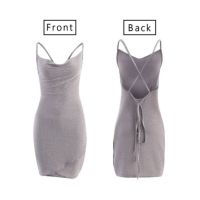 Women y Low-cut Backless Strap Mini Dress Bodycon