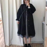 Trench Women Long Coats Loose Simple Harajuku Streetwear New All-Match Chic Daily Windbreaker Classic All-Match Preppy Style Ins