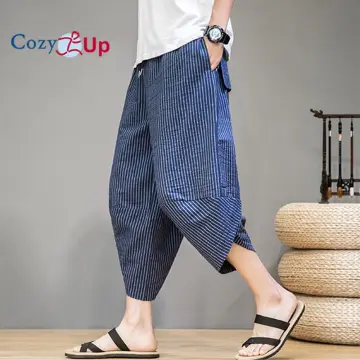Men's Loose Casual Harem Japanese Trousers Baggy Fit Hippy Hakama
