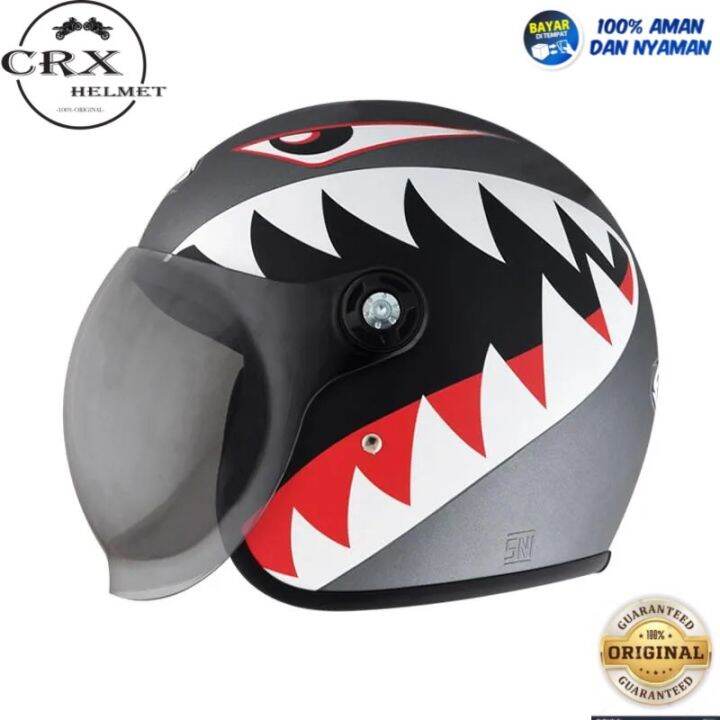 Helm half face hiu vigo seri 3 motif matt graphite original terlaris