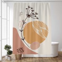 Abstract Art Dandelion Shower Curtains Set Geometric Pattern Simple Flowers Nordic Decor Bathroom Fabric Bath Curtain With Hooks