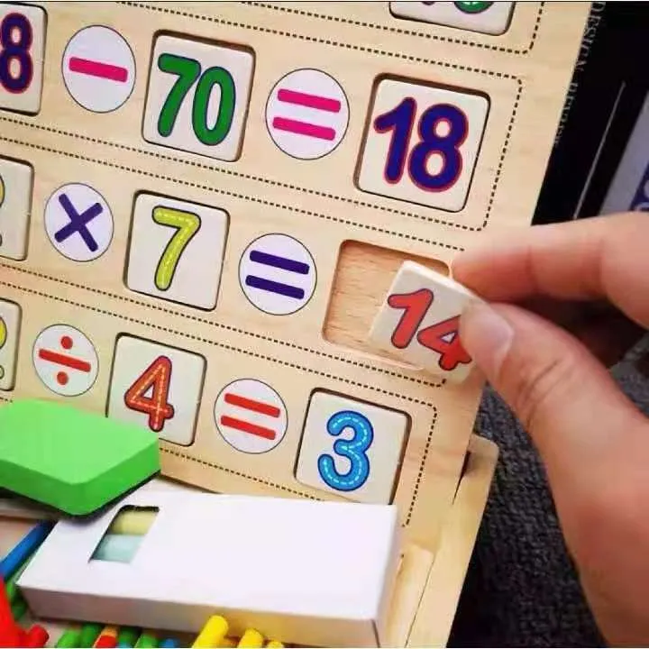 Ctmw Math Toy Wooden Learning Box Jogo de Aprendizagem Com Desenho