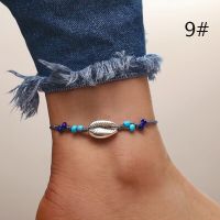 【✇】 Amamia mall 1เซ็ตใหม่โบฮีเมียน Anklets สำหรับผู้หญิงหินลูกปัดปรับกำไลข้อเท้าสร้อยข้อมือแฮนด์เมดฤดูร้อนชายหาดอุปกรณ์เครื่องประดับ