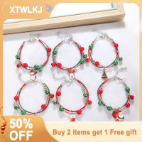 【XTWLKJ】 สร้อยข้อมือลูกปัดลายระฆังทำด้วยมือชุดคริสต์มาสสำหรับผู้หญิงซานตาคลอสเกล็ดหิมะและกวางเอลก์เครื่องประดับสำหรับปีใหม่