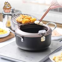 AAIV Non-Stick With Thermometer เครื่องใช้ในครัวเรือน Potable ท่อระบายน้ำในครัวเทมปุระเครื่องทอดหม้อเทมปุระกระทะทอด