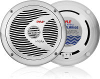 Pyle 6.5” Dual Marine Speakers - 2 Way Waterproof and Weather Resistant Outdoor Audio Stereo Sound System with 150 Watt Power, Polypropylene Cone and Cloth Surround - 1 Pair - PLMR60S (Silver) Speakers Standard Packaging