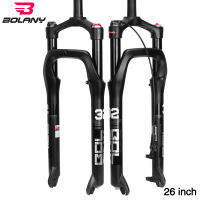 BOLANY MTB Snow Fork จักรยาน Solo Air Front Suspension ไขมัน20 26นิ้วอลูมิเนียมอัลลอยด์คู่มือ/รีโมทคอนโทรลจักรยาน E-Bike ยางกว้าง