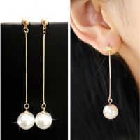 Long Pearl Earrings for Women Korean Fashion Hanging Earrings Gold Color Simulated Pearl Drop Earrings boucle d 39;oreille