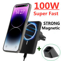 100W Magnetic Car Wireless Charger สำหรับ Macsafe 12 13 14 Pro Max Mini Adsorb Fast Wireless Charging รถที่วางศัพท์ Stand