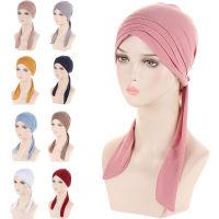 New Muslim Inner Hijab Turban Women Pre-Tied Cap Long Tail Headscarf Wrap Beanies Bonnet Head Scarf Stretch Headwear Ninja Hat