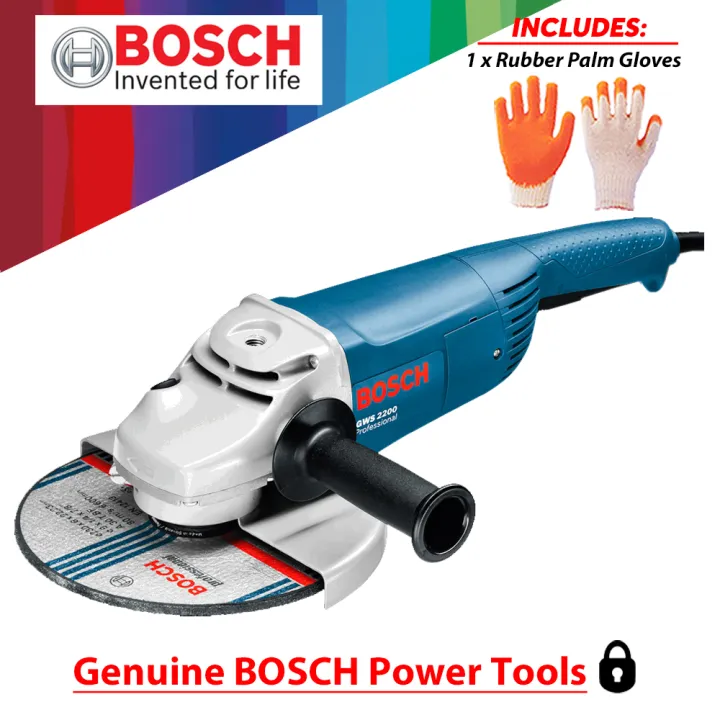 Bosch GWS 2200 Large Angle Grinder 7" ( 2,200W ) with Rubber Palm hand