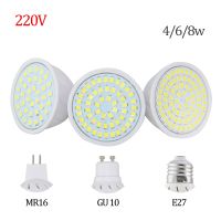 ∈☁☋ Factory Price LED Spotlight GU10 E27 MR16 Led Lamp 8W 4W 6W AC 220V 3528SMD 36Leds 54Leds 72Leds White/Warm White LED Lighting