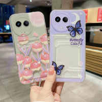 KONSMART เคสช่องเสียบการ์ดโทรศัพท์ทิวลิปและบัตเตอร์ฟลายสำหรับ Realme 11 4G 5G 11 Pro 11 + 5G เคสใส่โทรศัพท์ป้องกันกระเป๋าใส่บัตร TPU นิ่ม2023ใหม่ล่าสุดสำหรับ Realme C53 C55 NFC C33 C30S C31 Realme 10 10 Pro 10 Pro + 9i 9 ProPlus 9 5G 8i 8 Pro Narzo 50i