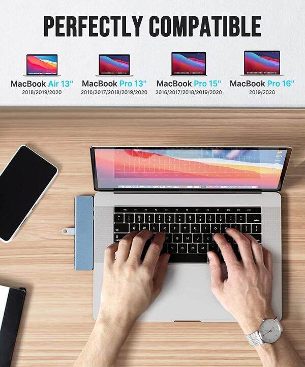 usb-c-ศูนย์กลางสำหรับ-macbook-pro-air-m1-2020-2016-type-c-กับหัวแปลงสัญญาณ-hdmi-usb-3-0-tf-การ์ดรีดเดอร์-sd-pd-แท่นชาร์จ-feona