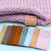 【LZ】✐☒  Handmade Wreath Label Tags para roupas Etiquetas De Couro De Fibra DIY Chapéus Cesta Cachecol Materiais De Costura 2.5x5cm 20Pcs