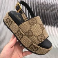 2023 GG New Fashion Versatile Luxury Canvas Elevated Womens Sandals