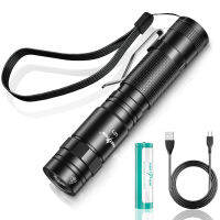 LED Flashlight Rechargeable 1500 High Lumens Water Resistant 5 Light Modes Pocket Size Flash Light 18650 Battery Included