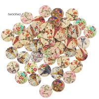 TT 50 Pcs Eiffel Tower Flower 2 Holes Wooden Buttons Sewing DIY Craft Scrapbooking