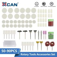 XCAN Wool Polish Disc Set 50/58/73/76/90PCS Wool Polish Wheel Abrasive Buffing Wheel for Dremel Rotary Tools