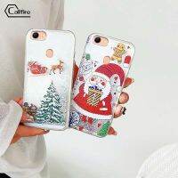 Callfire เคสใส่โทรศัพท์เรียกเข้าสำหรับ OPPO A37 A57 A39 A59 F1S A83 A1 A3 F7 A79รูปกวางน่ารักซานตาคลอสรูปแบบต้นคริสต์มาสปลอกทรายไหลสำหรับเทศกาลคริสต์มาส