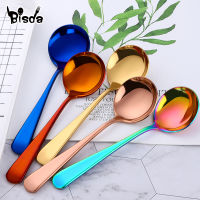 Stainless Steel Soup Spoons Round Dessert Spoon 8 Color Spoons Set Ice Cream Scoop Spoon In Party Dinnerset