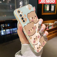 เคส JIUMOO สำหรับ Realme 6 Pro,เคสการ์ตูนหมีน่ารักขอบสี่เหลี่ยมเคสมือถือดีไซน์ใหม่บางเคสนิ่มกล้องฝาปิดเลนส์กันกระแทก