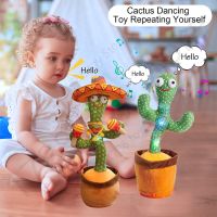 Dancing Cactus Electric Plush Doll Knit Fabric Cactus Dancer Parrot Repeat Talking Home Decor Kid Gift Baby Early Education Toys