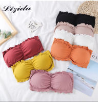 Lizida Girly สีทึบเกลียวถุงเท้าแฟชั่นสตรี Top ขอบลอนแหวนไร้โลหะไม่มี Bra